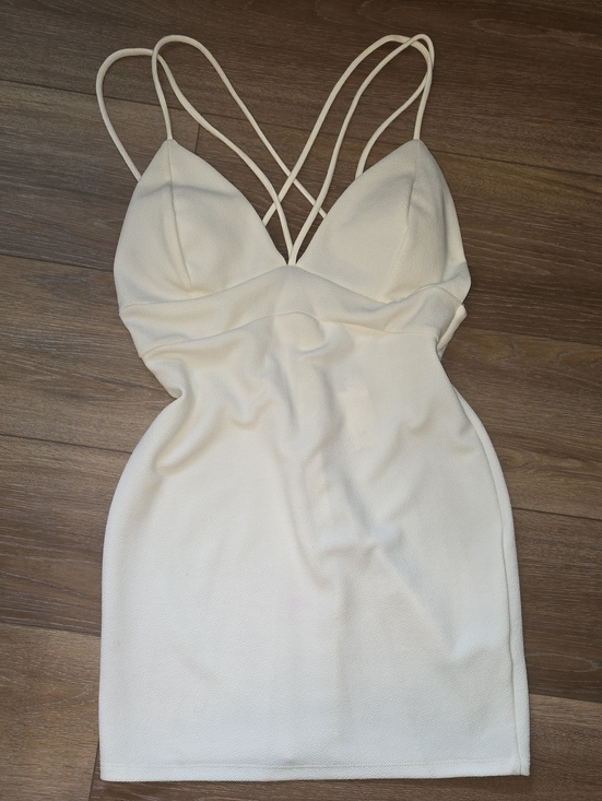 Shelly Dresses & Skirts - Cream Strappy Crisscross Mini Dress